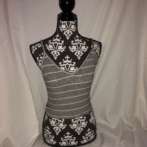 Ribbed Gray/White Crop Top Tank Top